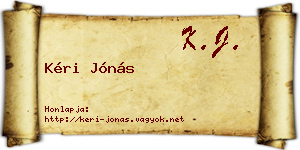 Kéri Jónás névjegykártya